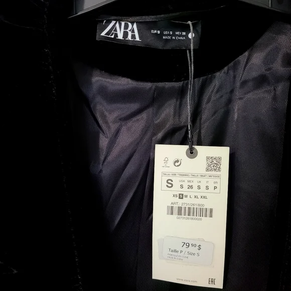 ZARA Ruffled Velvet Blazer - Picture 6 of 7